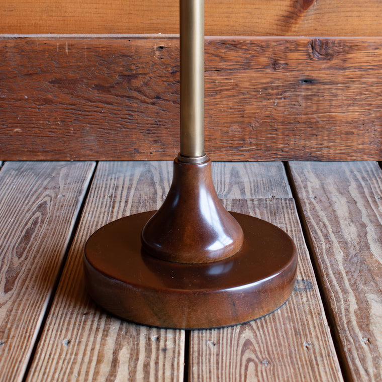 Classic Floor Lamp with Brown Jade Base, Finial and Shade Detail 