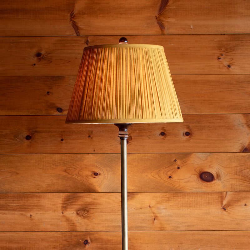Classic Floor Lamp with Brown Jade Base, Finial and Shade Detail 