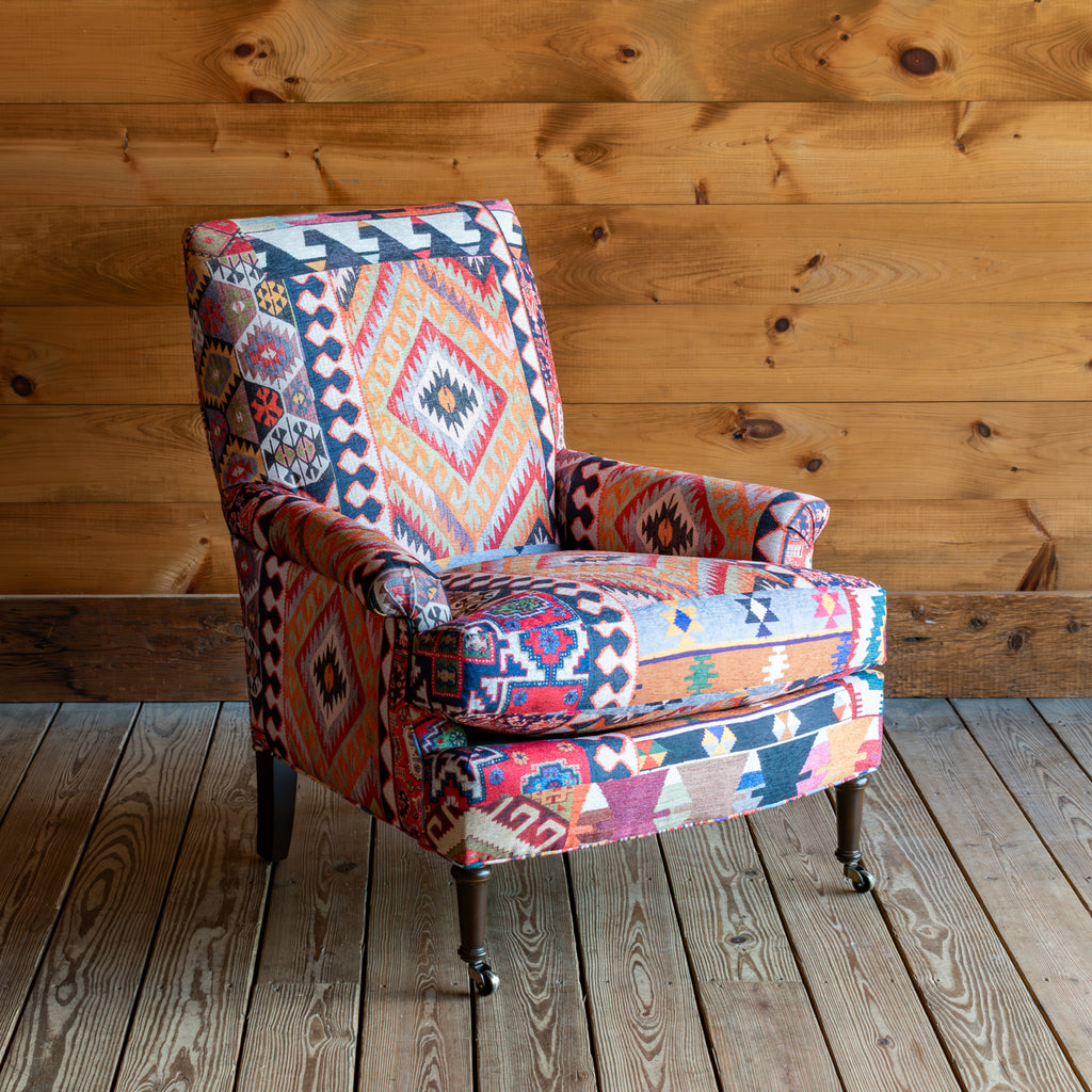 Tight Back Armchair In Bright Kilim Gypsy