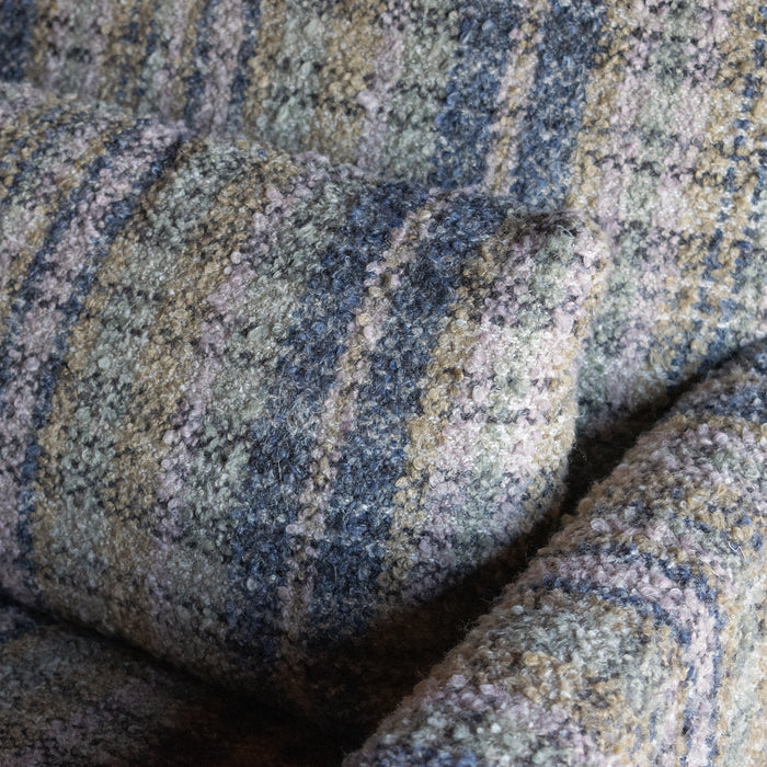 Tight Back Rustic Track Arm Chair in Wooly Plaid Fabric with Kidney Pillow, Pillow Detail