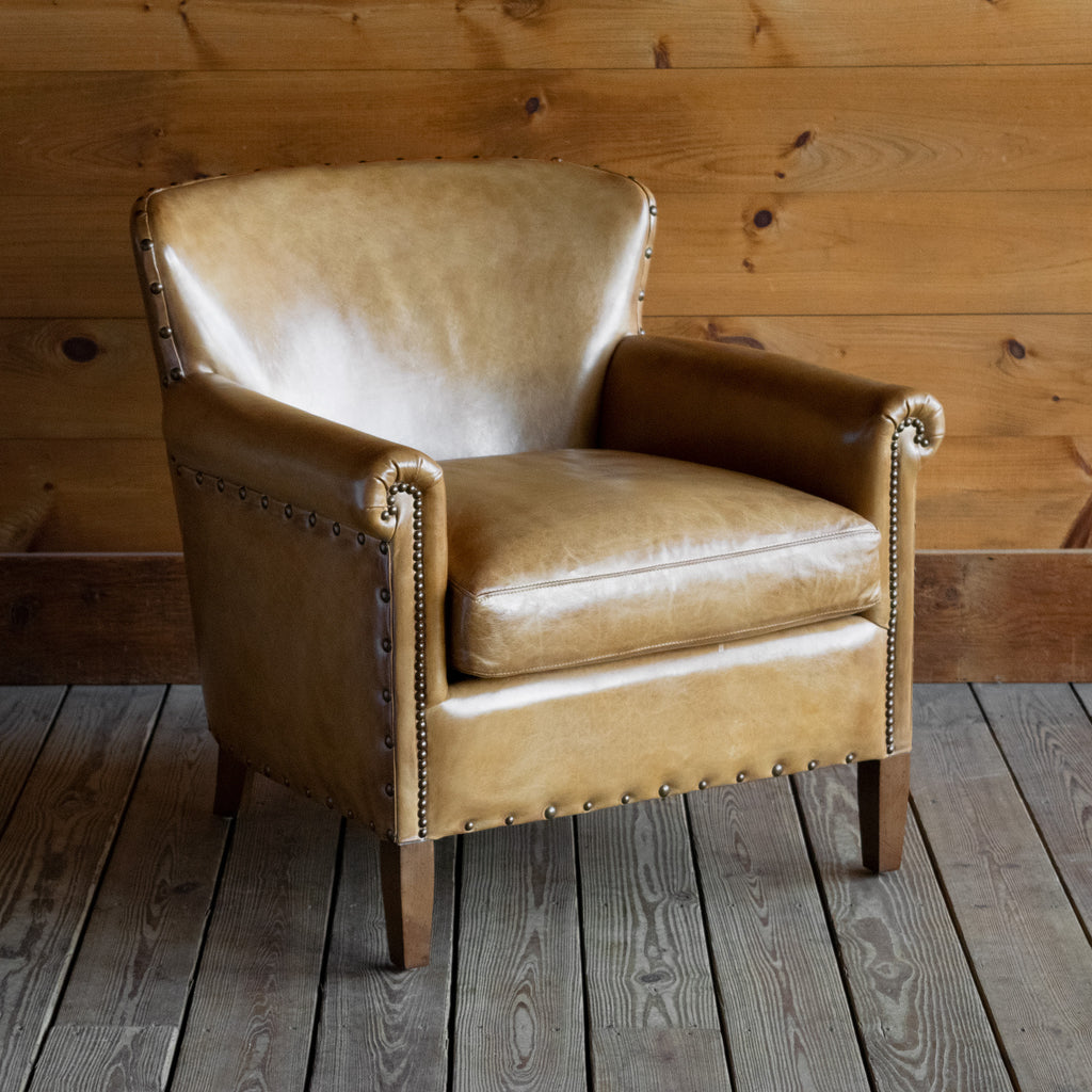 Caramel leather on sale armchair