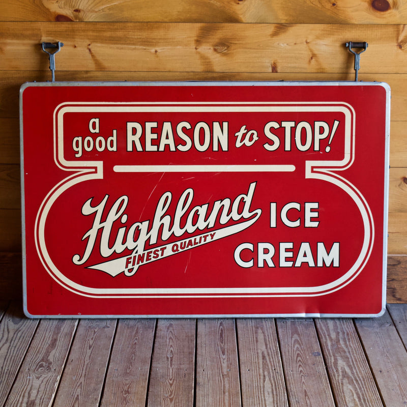 Vintage Highland Ice Cream Dairy Metal Sign