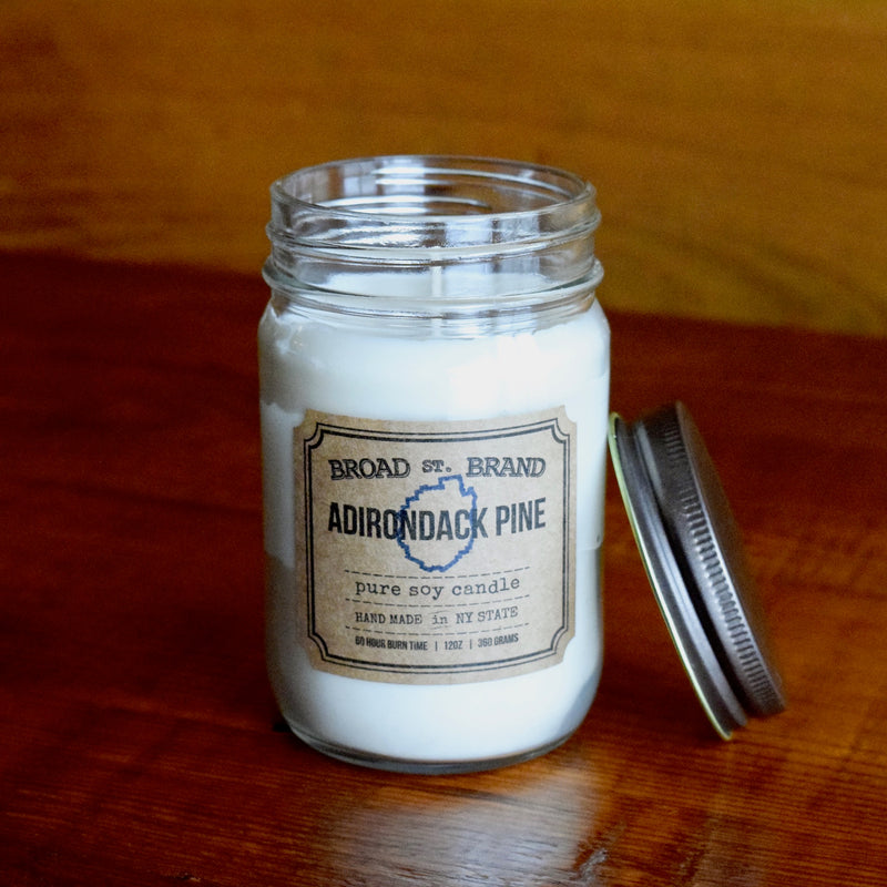 Adirondack Blue Line Pine Pure Soy Candle in Mason Jar