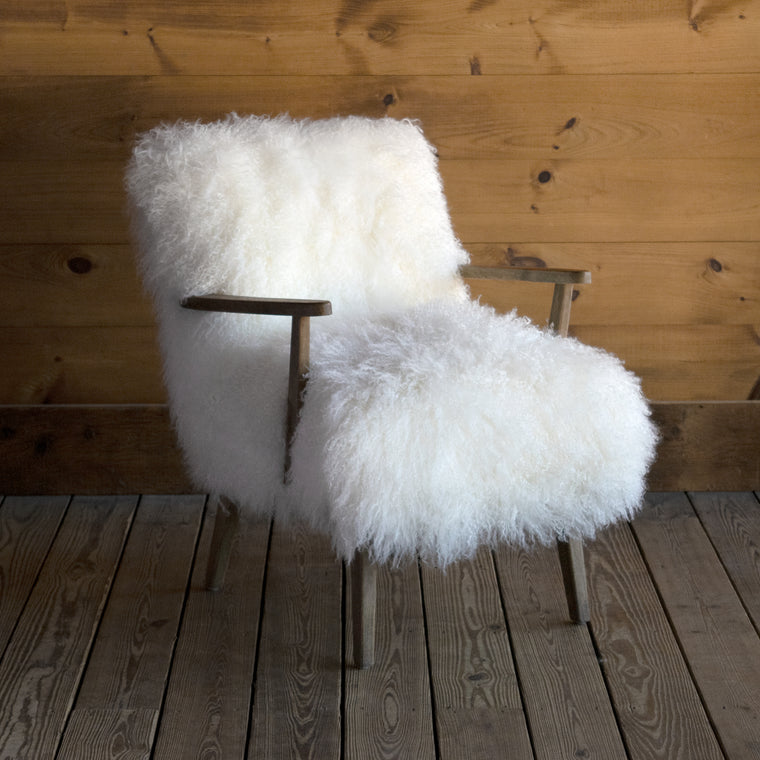 Mongolian Cream Fur Accent Chair