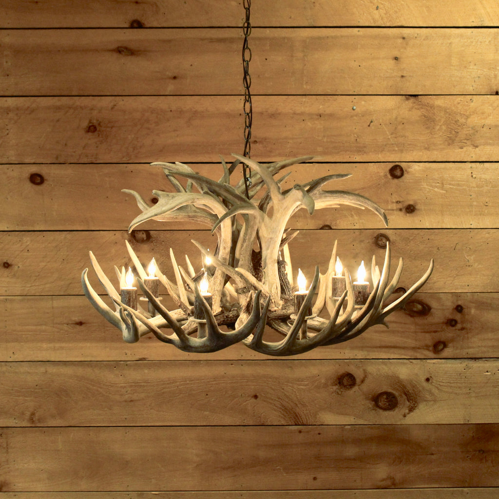 Round Whitetail Antler Chandelier | Adirondack Rustic Lighting ...