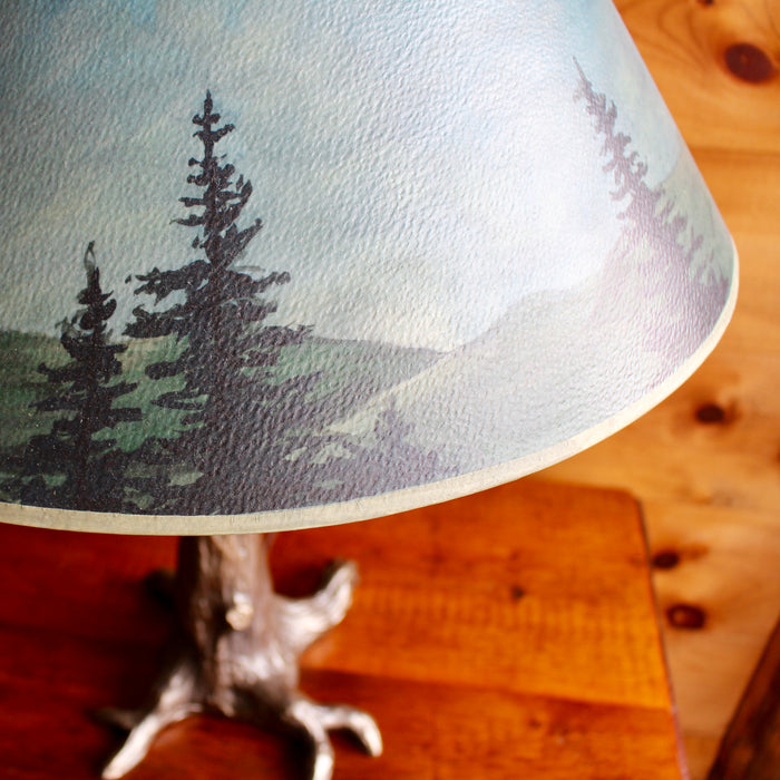 Bronze Tree Lamp Base with Hand Painted Trees and Constellations Lamp Shade