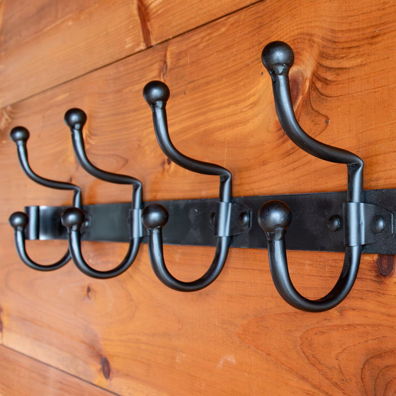 Black Metal Five Hook Wall Rack, Hook Detail