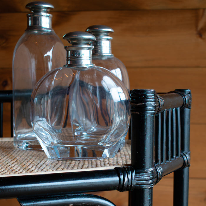 Black Rattan Bar Cart With Contrasting Woven Shelves Detail View