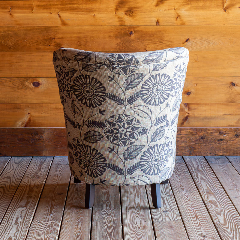 Small Fanback Floral Armchair, Back View