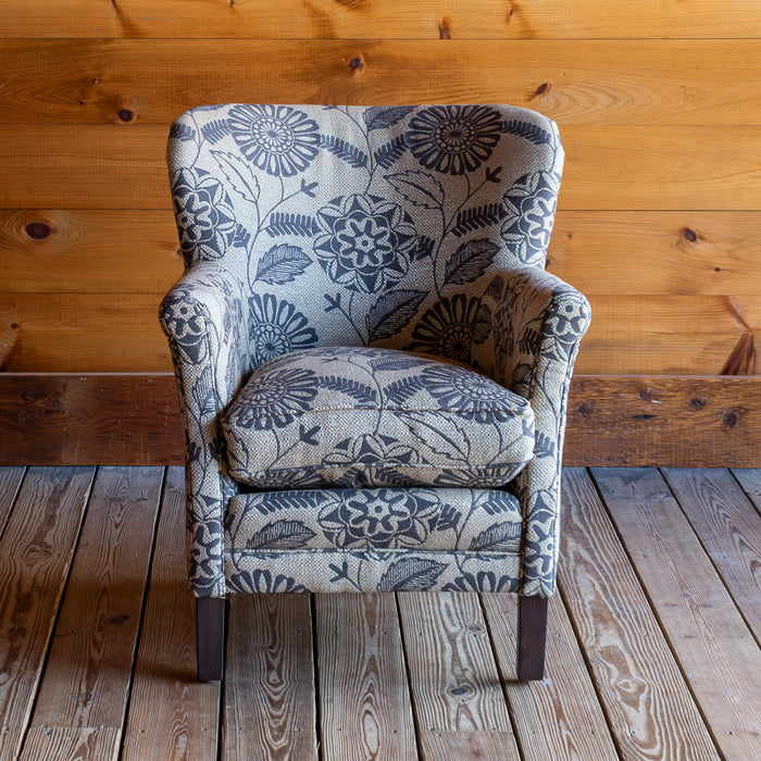 Small Fanback Floral Armchair, Front View