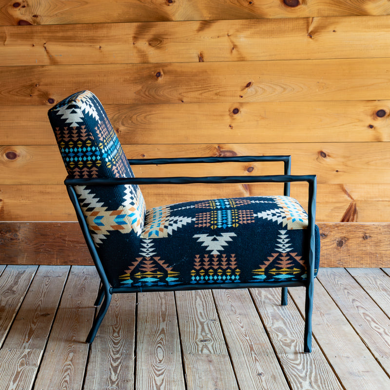 Hammered Metal Frame Chair In Pendleton Rancho Arroyo, Profile View