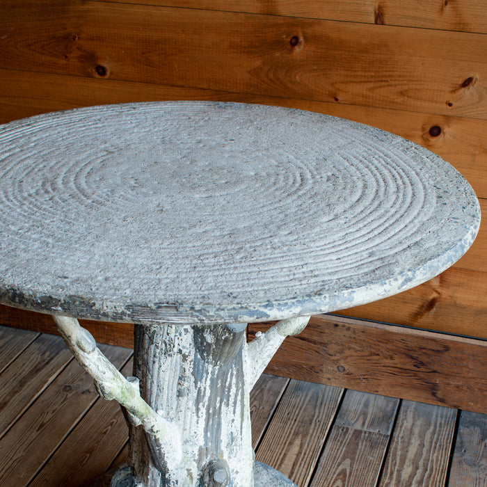 Iron Faux Bois Tree Trunk Table, Top Detail View