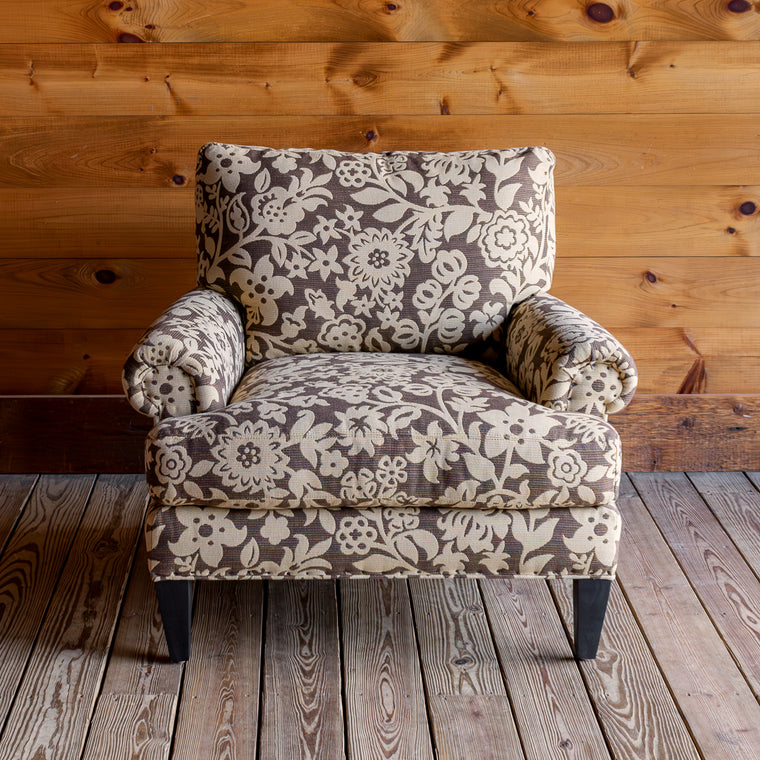 Rustic Cream/Gold and Brown Woven Floral Fabric 