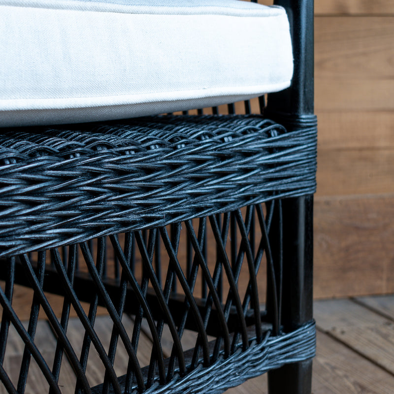 Malawi Style Rattan Chair in Black Finish Woven Detail