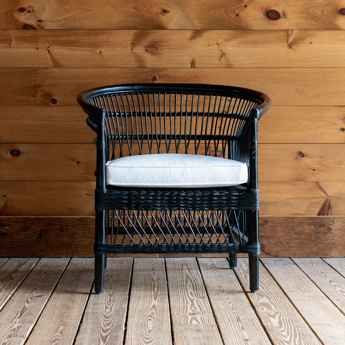 Malawi Style Rattan Chair in Black Finish Front View