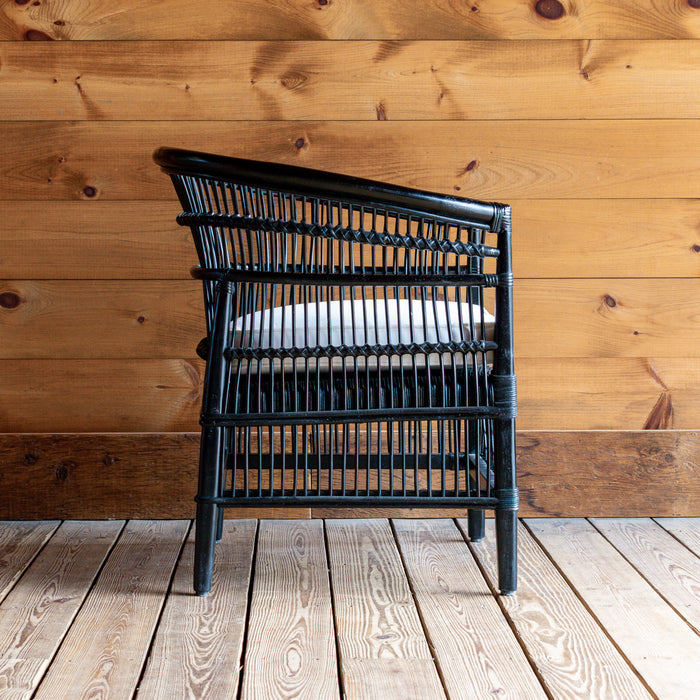 Malawi Style Rattan Chair in Black Finish Side View