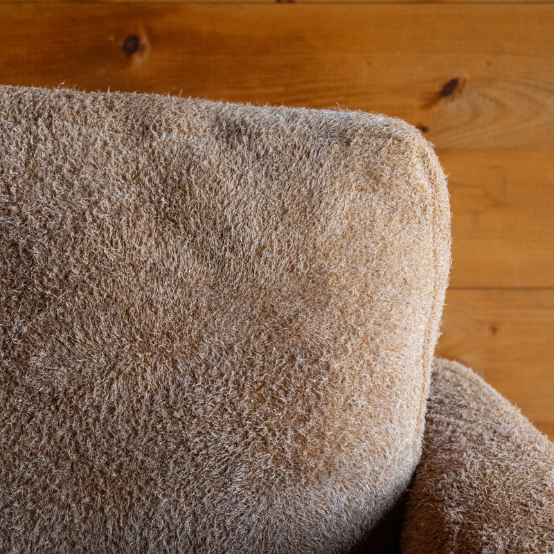 Oversized Leather Suede Arm Chair with Leather Banding, Cushion Detail