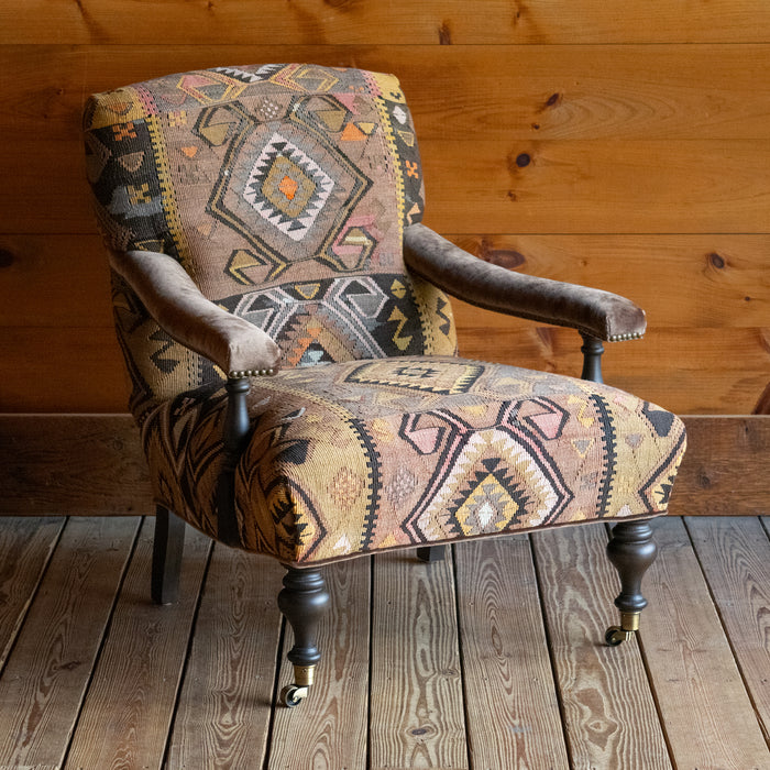 Rug Upholstered Lounge Chairs | Pair
