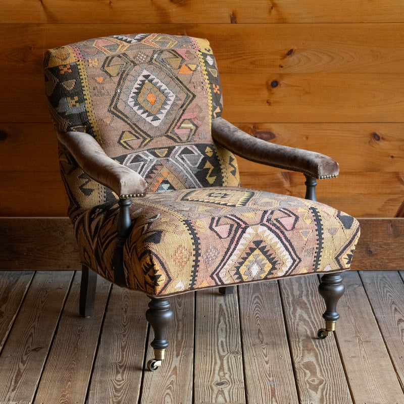 Rug Upholstered Lounge Chairs | Pair