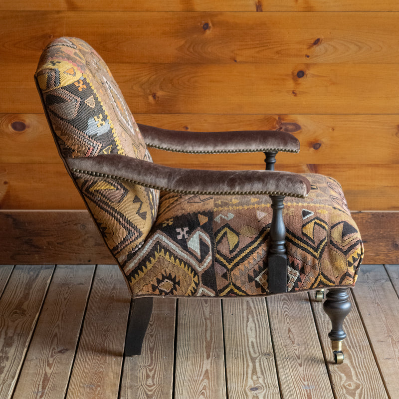 Rug Upholstered Lounge Chairs | Pair