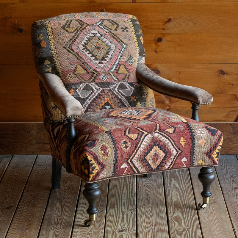 Rug Upholstered Lounge Chairs | Pair