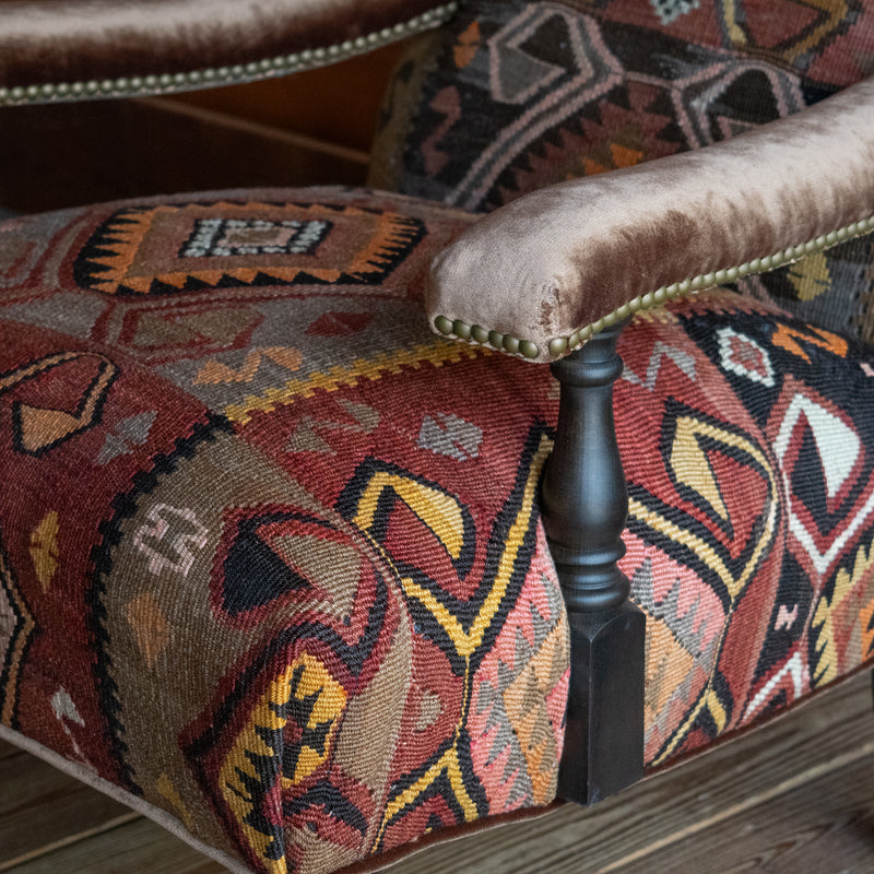Rug Upholstered Lounge Chairs | Pair
