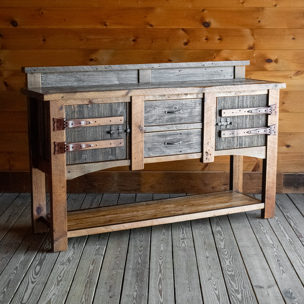 Rustic Style Sideboard Rondeau Sideboard | 6' Reclaimed Barnwood Sideboard with Lower Shelf ...