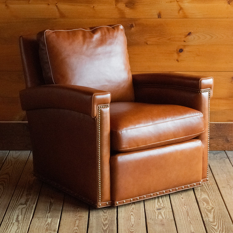 Holiday Swivel Chair in DeAngelo Cognac
