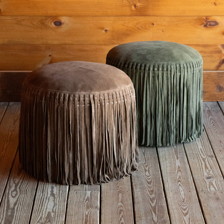 Suede Fringed Hassock