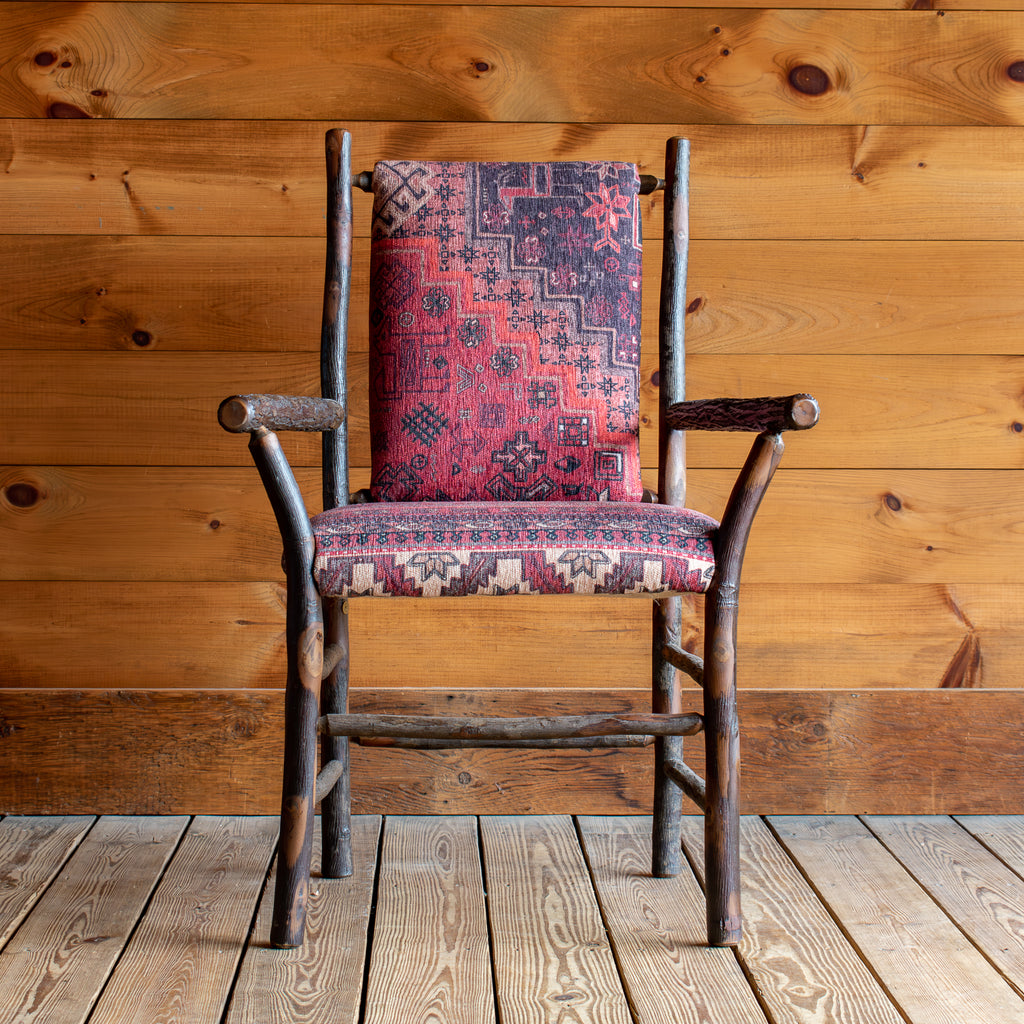 Rustic Handcrafted Upholstered Hickory Armchair