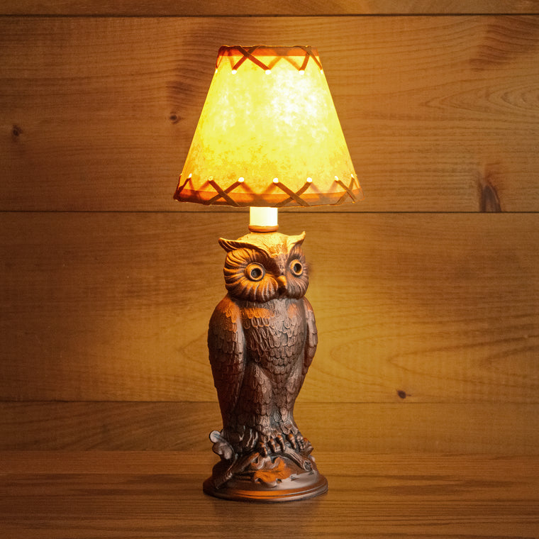 Owl Lamp with Laced Kraft Shade