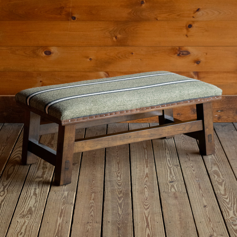 Shire Ottoman in Olive Stripe Blanket