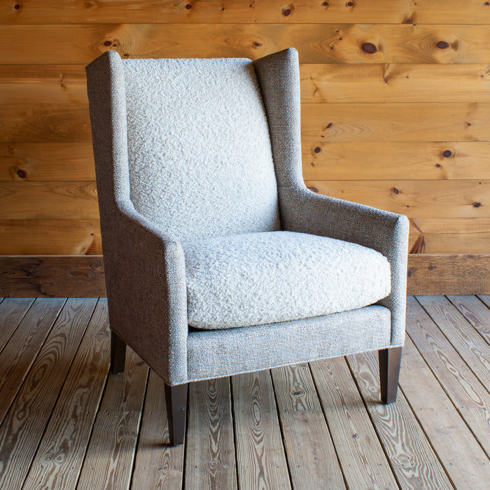 Rustic Wingback Chair in Neutral Tones