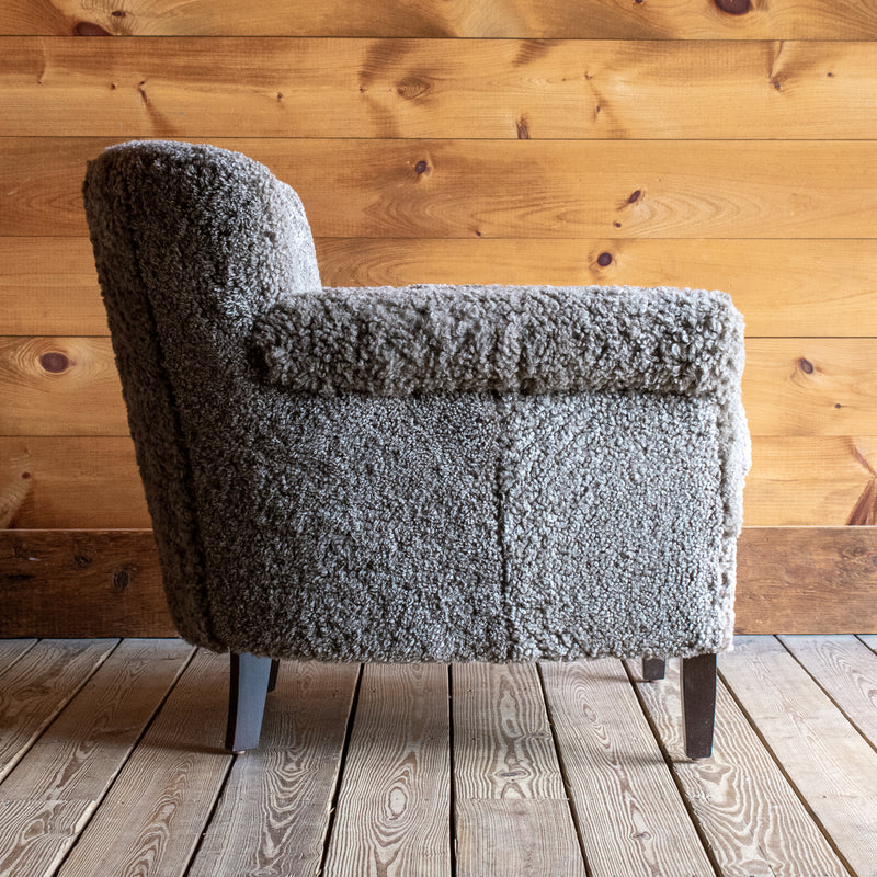 Shearling Armchair in Curly Sheepskin Side View