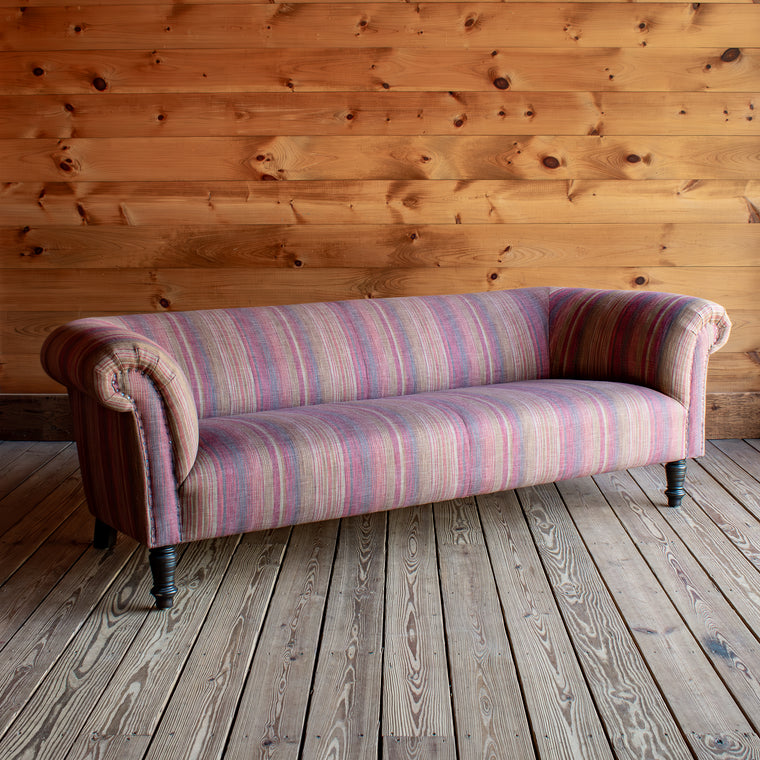 Sonoma Stripe Sofa with Rolled Arms Side View