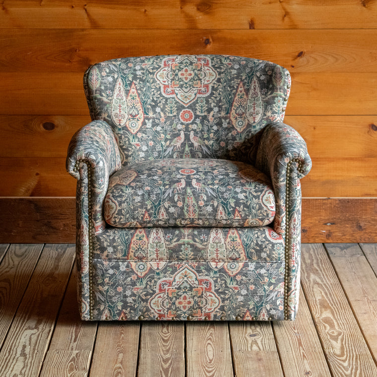 Traveler's Swivel Chair in Hanley Spice