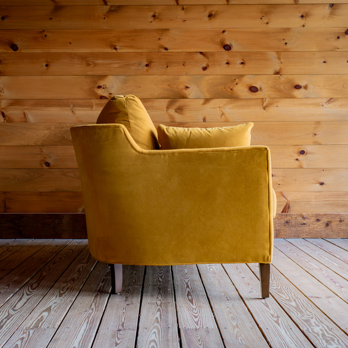 Golden Yellow Loose Back Mini Sofa, Profile View