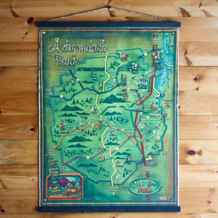 Adirondack Park Fun Map Wall Chart | Dartbrook Signature Collection