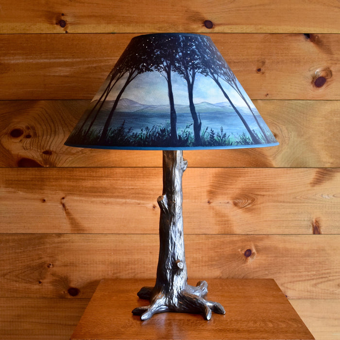 Bronze Tree Lamp Base with Hand Painted Twilight Shade