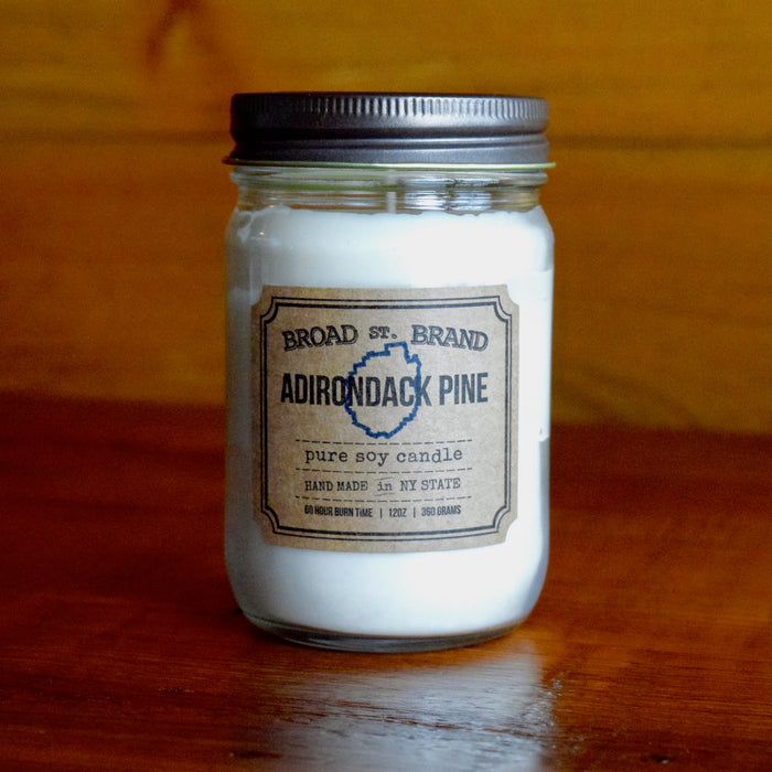 Adirondack Blue Line Pine Pure Soy Candle in Mason Jar
