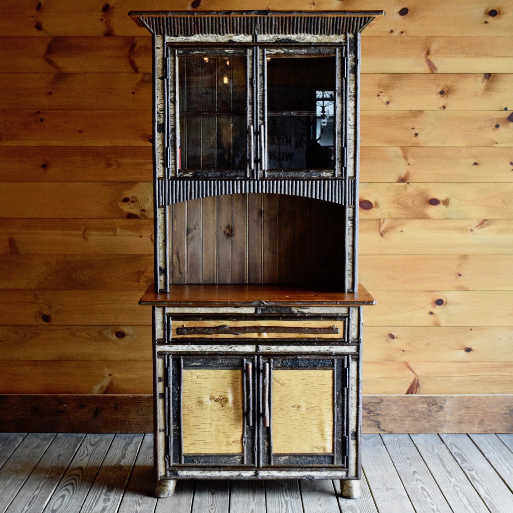 Adirondack Rustic Birch Cupboard China Cabinet 