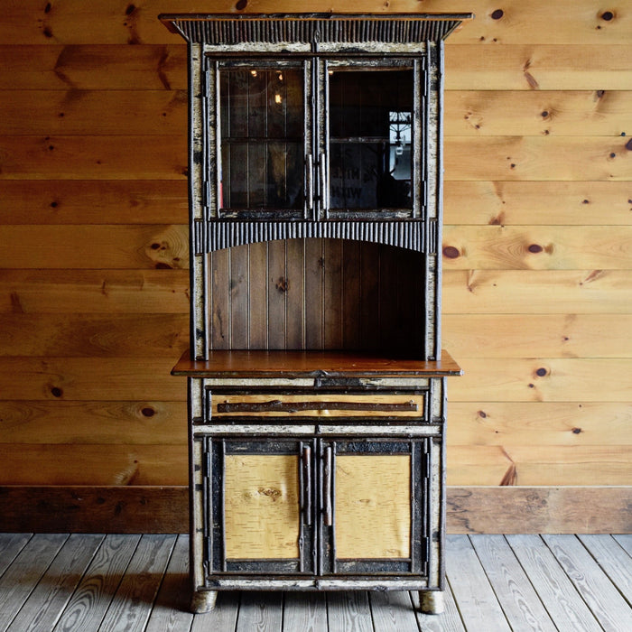 Adirondack Rustic Birch Cupboard China Cabinet 