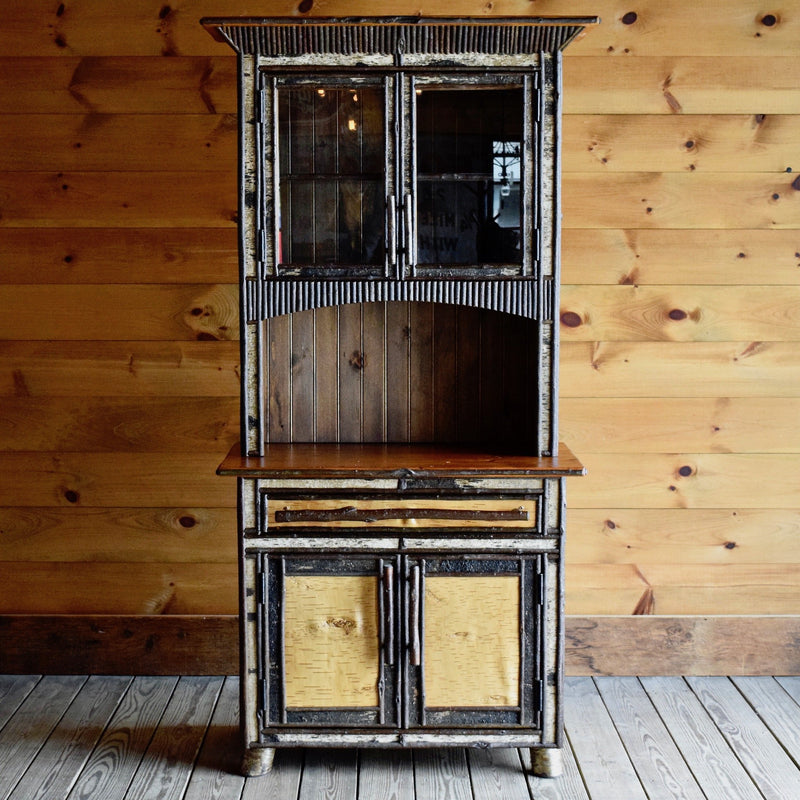 Adirondack Rustic Birch Cupboard China Cabinet 