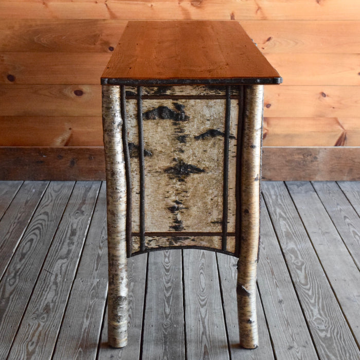 Rustic Adirondack Buffet Cabinet with White Birch and Reverse Birch Decoration