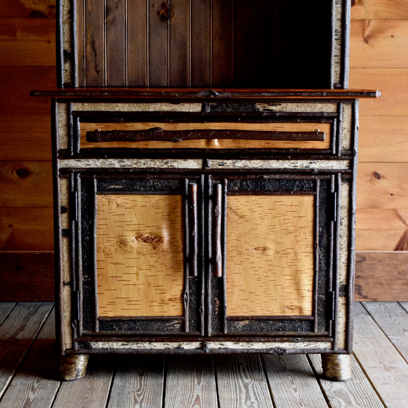 Adirondack Rustic Birch Cupboard China Cabinet 