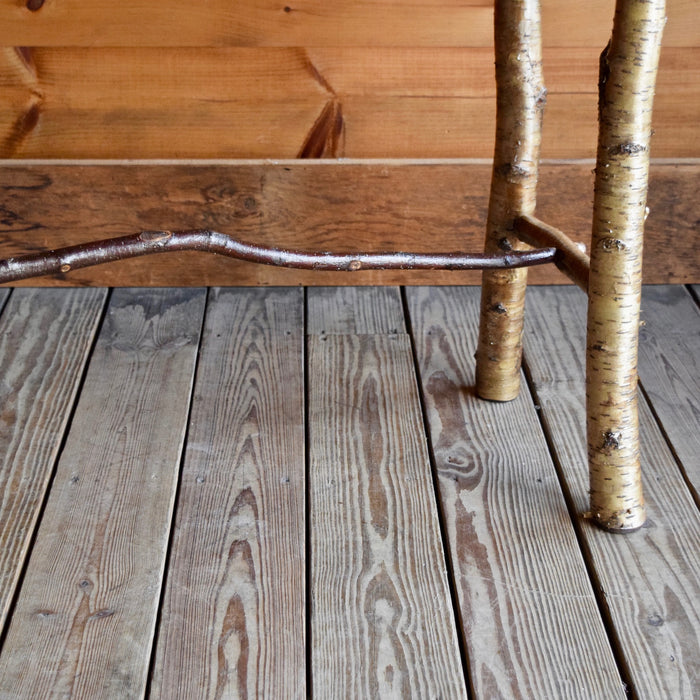 Adirondack Rustic White Birch and Willow Sofa Table with Reverse Birch Bark