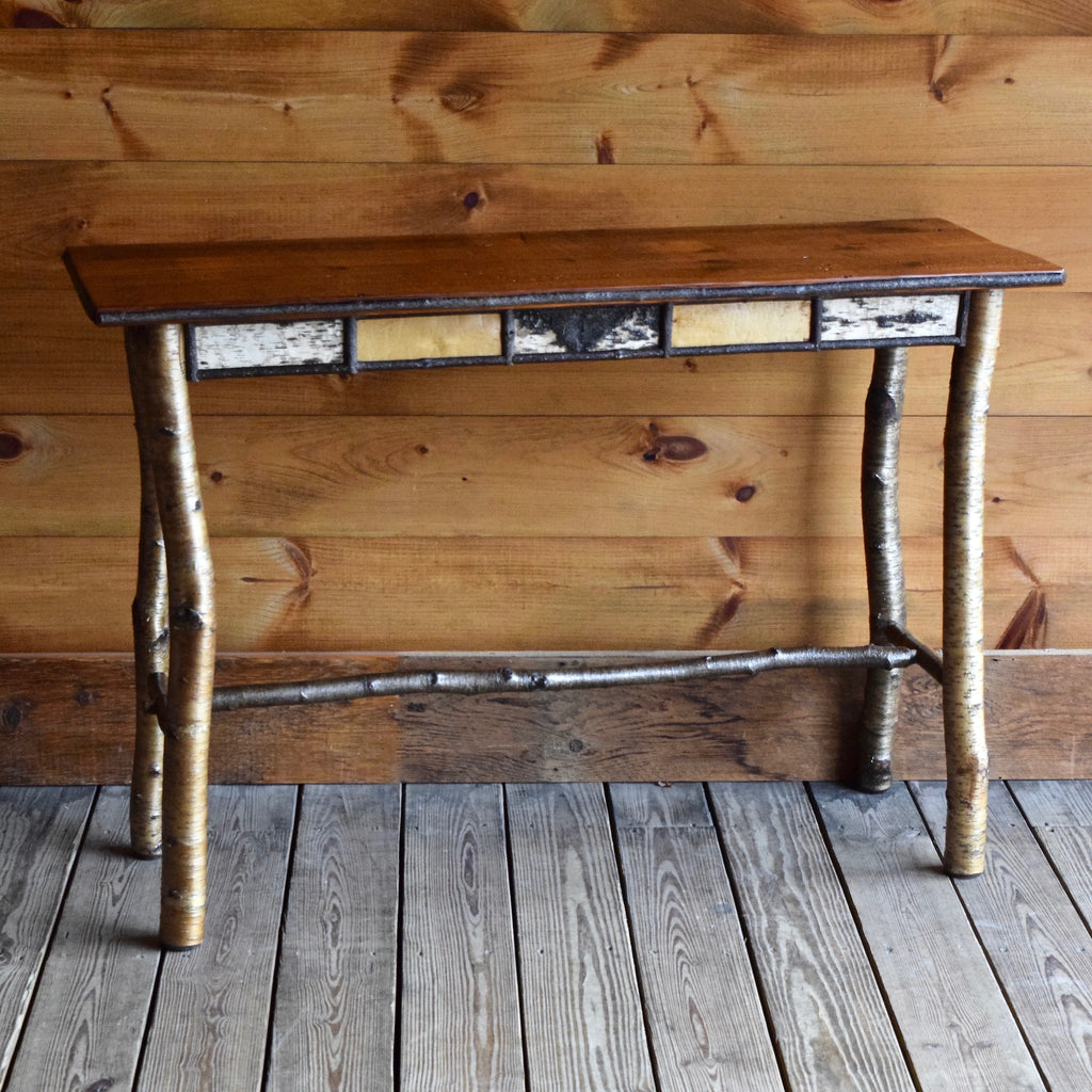 Adirondack Rustic Birch Sofa Table with Pine Top