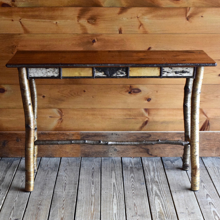 Adirondack Rustic Birch Sofa Table with Pine Top