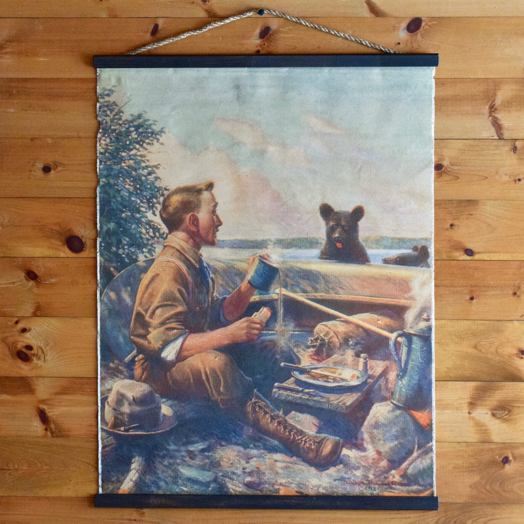 National Sportsman William H Foster Black Bears Disturbing Man Morning Coffee Canvas Wall Chart