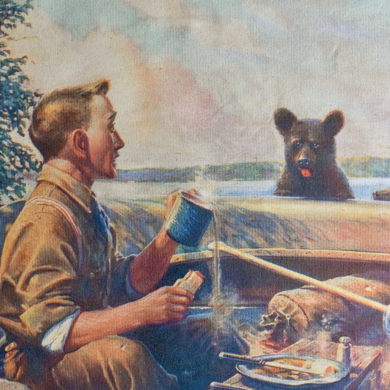 National Sportsman William H Foster Black Bears Disturbing Man Morning Coffee Canvas Wall Chart